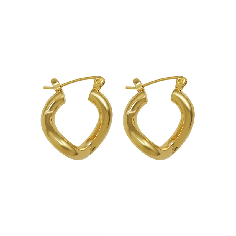 Simple Cute Sweet Heart Buckle Hoop Earrings for Women Fashion Heart shaped Circle Piercing Earrings Jewelry