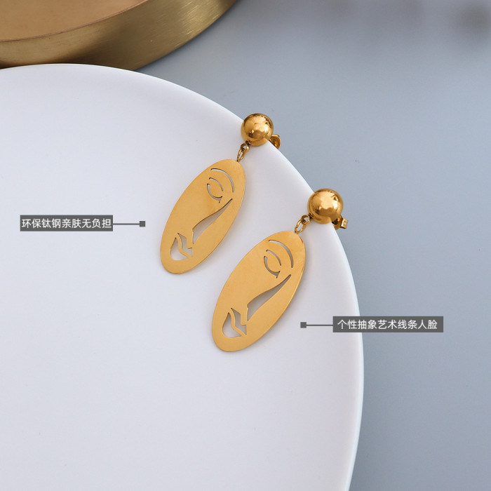 New Arrival Abstract Stylish Hollow Out Face Dangle Earrings Girls Statement Drop Earrings