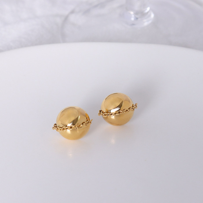 Cute Half Ball Chain Earrings Gold Color Women Half Ball Stud Earrings Women Jewelry