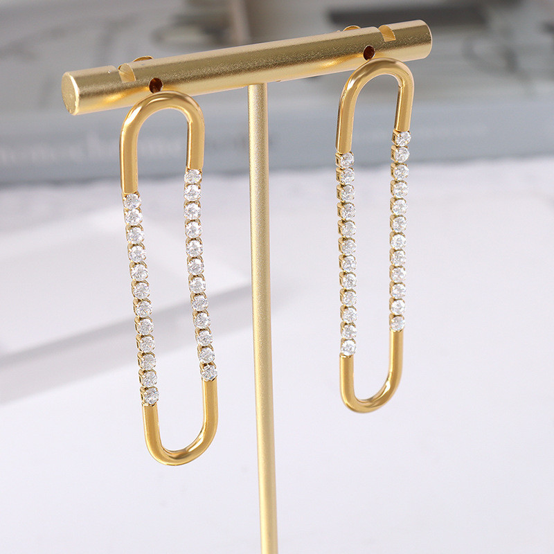 Genuine Geometric Oval Tassel Chain Drop Earrings For Women Wedding Office Jewelry Pendientes