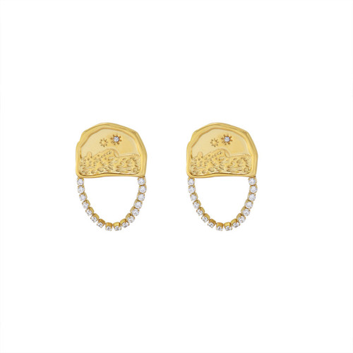 Geometric Oval Link Chain Tassel Stud Earrings For Women Wedding Party Vintage Fine Jewelry Gift