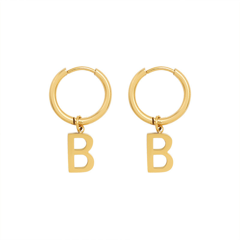 New Fashion Punk alphabet Letter B Hoop Earrings for Women Trendy hiphop Korean Minimalist Gold Silver Color Earrings Gifts