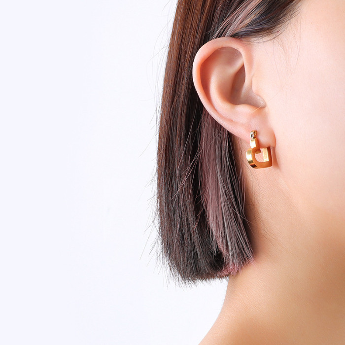 Stainless Steel Gold Color Heart Hoop Earrings Trendy For Women Fashion New Gift Party Jewelry