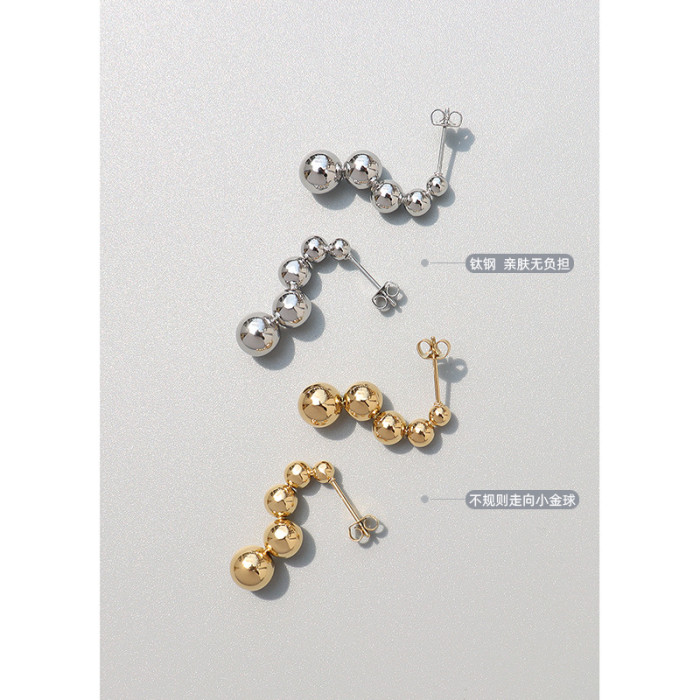 Stainless Steel Bead Stud Earrings for Women High Quality Metal Geometric Earrings Jewelry Gift
