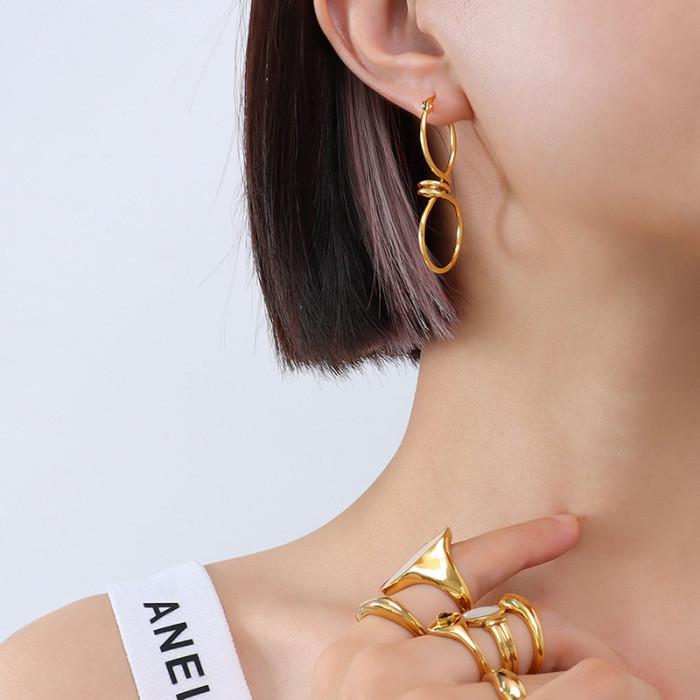 Temperament Woven Twist Metal Hoop Earrings For Woman Goth Girls Simple Accessories Korean Fashion Jewelry