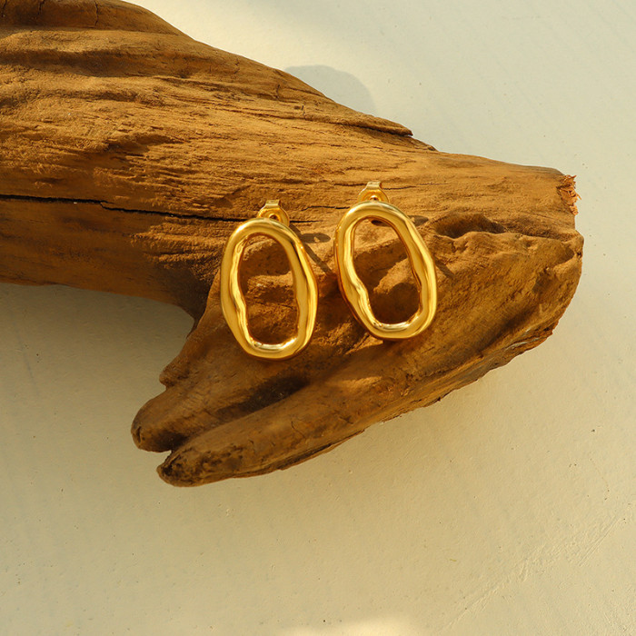 Irregular Circle Stud Earrings Necklace Set  for Women Geometric Gold Stud Earrings Jewelry New