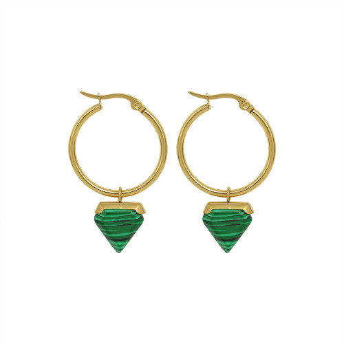 Natural Stone Malachite Turquoises Snall Pendant Dangle Hoop Earrings for Women Female Drop Earrings Jewelry