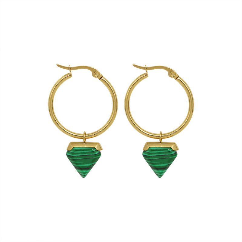 Natural Stone Malachite Turquoises Snall Pendant Dangle Hoop Earrings for Women Female Drop Earrings Jewelry