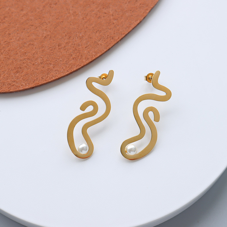 Geometric Twist  Earrings Stud Gold Color Infinity Earrings Irregular Wave Line Cross Metal Women