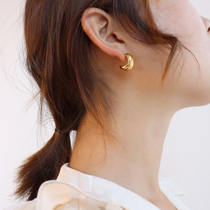 Waterproof Tarnish Free Minimalist Fashion Simple Twist C Stud Earrings Stainless Steel Jewelry