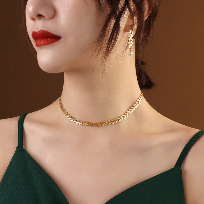 Elegant Gold Color Ear Wheat Bracelet For Women Korean Fashion No Fade Stainless Steel Female Charm Bracelet Chain Jewelry