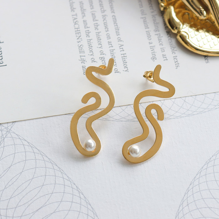 Geometric Twist  Earrings Stud Gold Color Infinity Earrings Irregular Wave Line Cross Metal Women