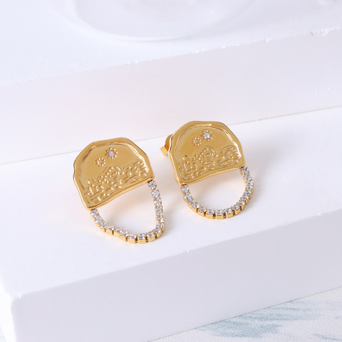 Geometric Oval Link Chain Tassel Stud Earrings For Women Wedding Party Vintage Fine Jewelry Gift