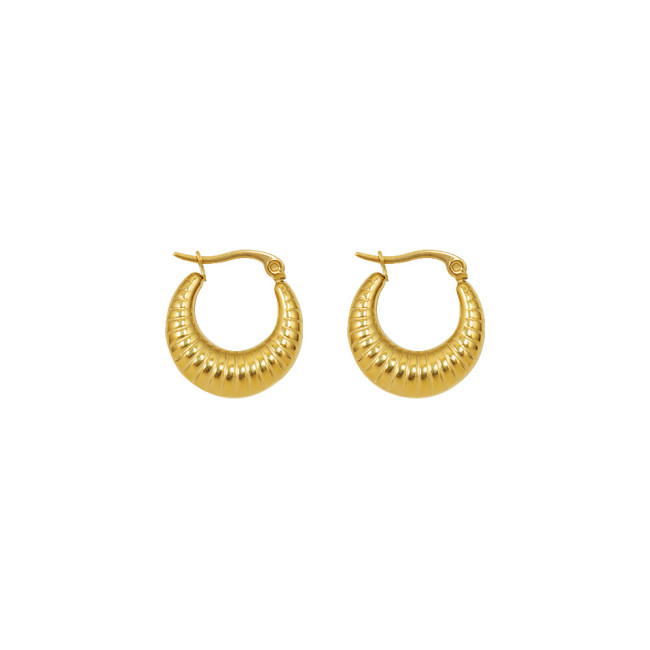 Small Chunky Screw Thread Hoop Earrings Gold Silver Color Metal Round Earring for Women Vintage Earrings Jewelry