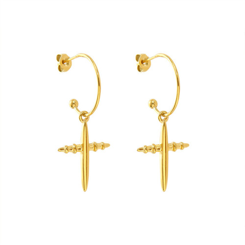 Cross Drop C Shape Earrings for Women Gold Silver Color Dangle Earrings Wedding Jewelry Gift