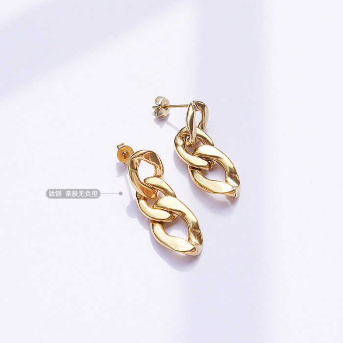 Korean Fashion Dangle Earrings For Women 2022 Charm Pendant Long Geometric Drop Earring Punk Style Thick Link Chain Jewelry Gift