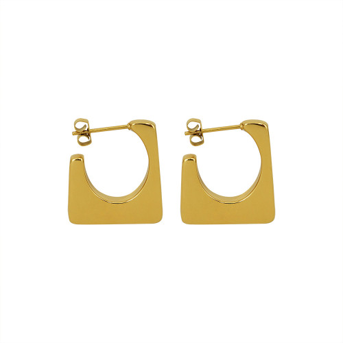 Stainless Steel Jewelry Fashion Square Geometric Hoop Earrings Charm Metal Women Earrings