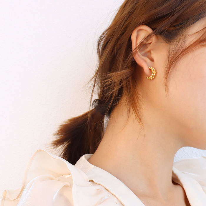 Double Layer Small Beads Gold Earring Round Circle Geometric Earrings for Women Minimalist Korean Earrings
