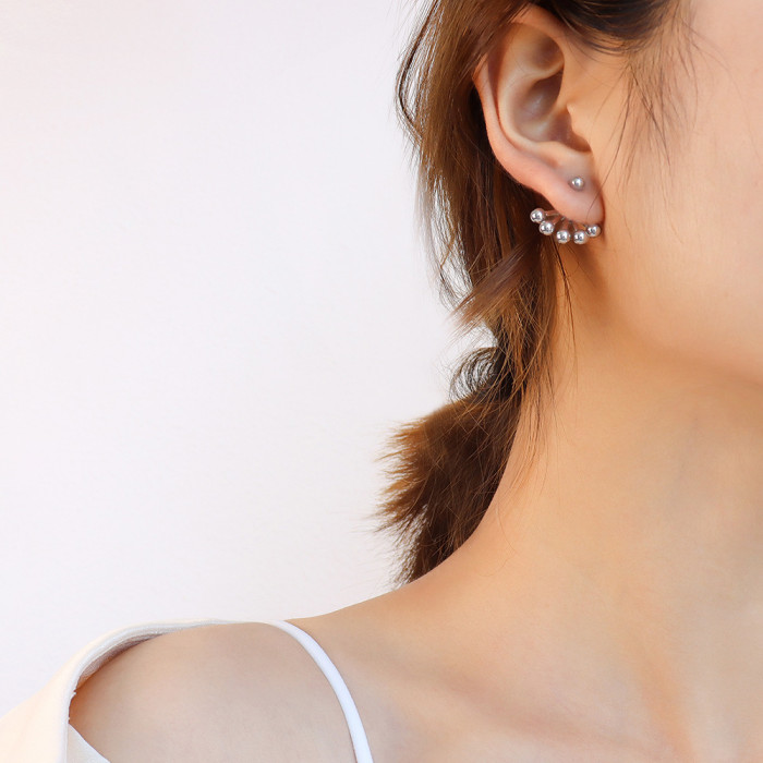 2022 New Elegant Metal bead Shaped Back Hanging Earrings Korean Fashion Jewelry For Woman Girls Multi Wearing Accessories