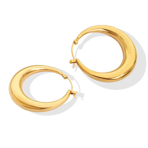 New Classic Smooth Metal Hoop Earrings For Woman Fashion Korean Jewelry Temperament Girl's Daily Wear Earrings