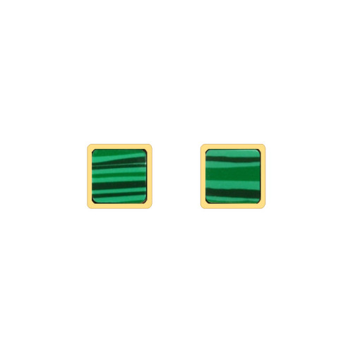 Gold color Green Malachite Square stud Earrings for Women New Ins Popular Copper Metal Fashion Earrings Drop shipping