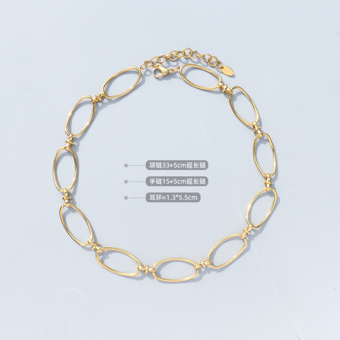 Ashion Retro Chain Bracelet Earring Necklace Set for Women Men Splicing Chain Bracelet Jewelry Gifts Wholesale