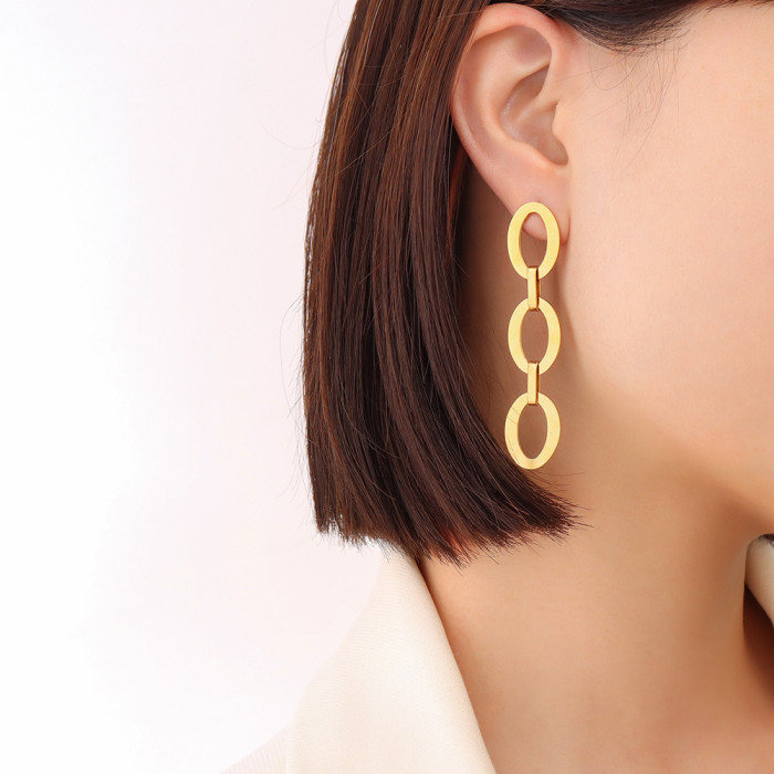 Long Big Circle Link Chain Earrings for Women Hiphop Statement Large Drop Earrings Fashion Earring Jewelry Gift