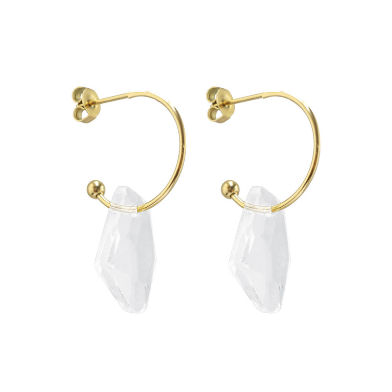 Clear Crystal Earrings Rose Gold White Zircon Hoop Earrings For Women Christmas Day Wedding Ear Jewelry