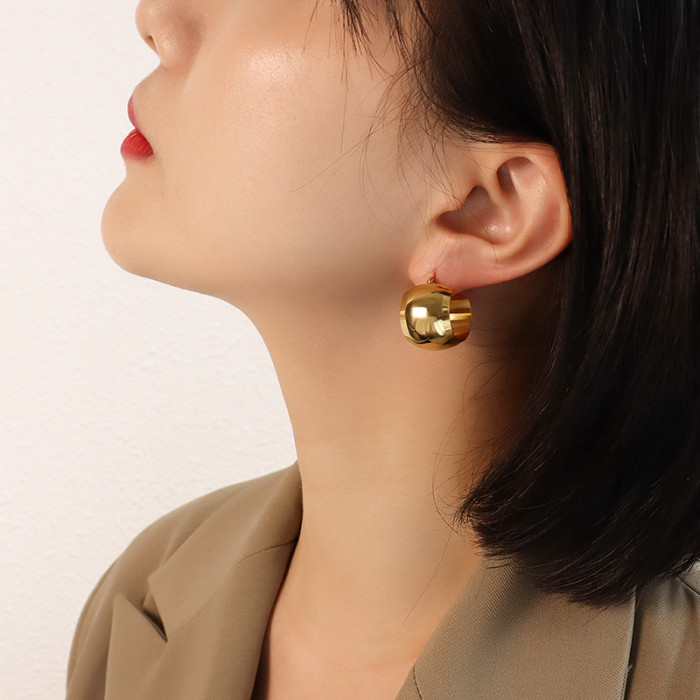 Gold Silver Color Round Ball Earrings Hollow Geometric Earrings for Women Circle Minimalist Hoop Earrings