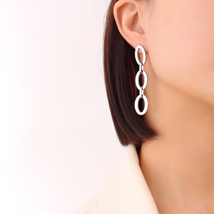 Long Big Circle Link Chain Earrings for Women Hiphop Statement Large Drop Earrings Fashion Earring Jewelry Gift