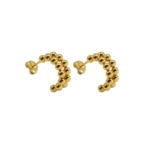 Double Layer Small Beads Gold Earring Round Circle Geometric Earrings for Women Minimalist Korean Earrings
