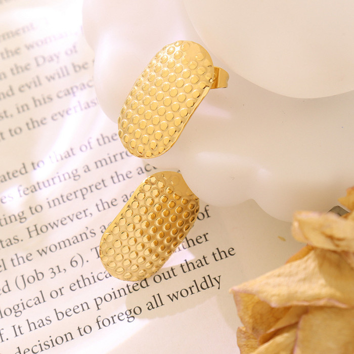 Full Beads Wave Golden Closed Stud Earrings for Women Fashion Piercing Jewelry