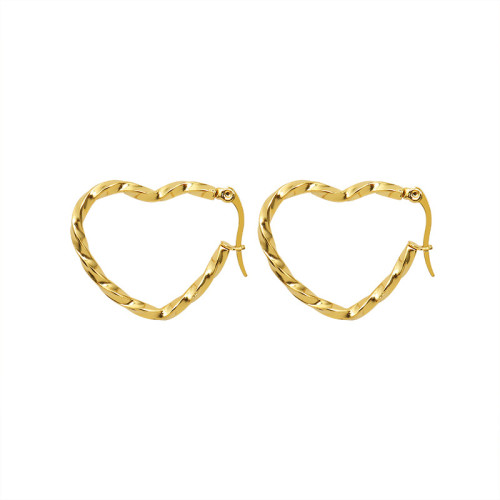 New Korean Big Heart Metal Simple Personality Hoop Earrings For Women Fashion Jewelry Party Gold Color