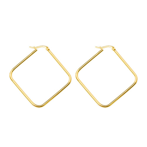 European Hyperbole Big Square Circle Hoop Earrings for Women Jewelry Geometric Rhombus Earrings