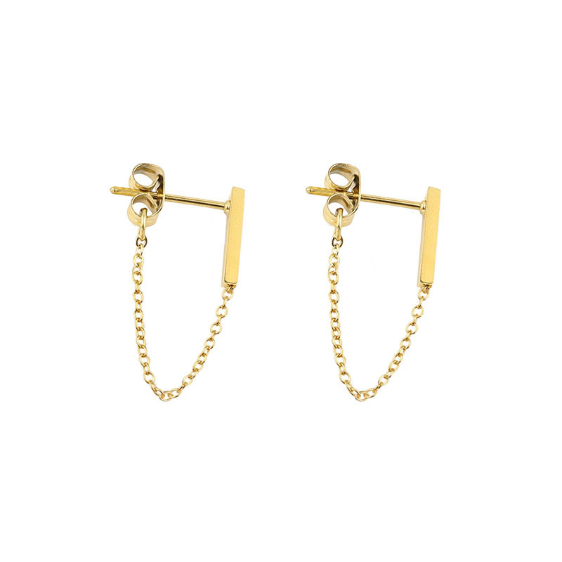 Simple Tassel Earrings for Women Minimalist Gold Silver Chain Back Hanging Stud Earrings Fashion Jewelry