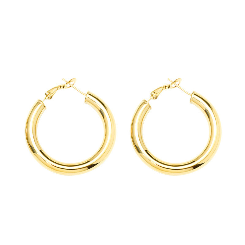 New Vintage Rose Gold Circle Hoop Earrings for Women Jewelry Steampunk Ear Clip Gift