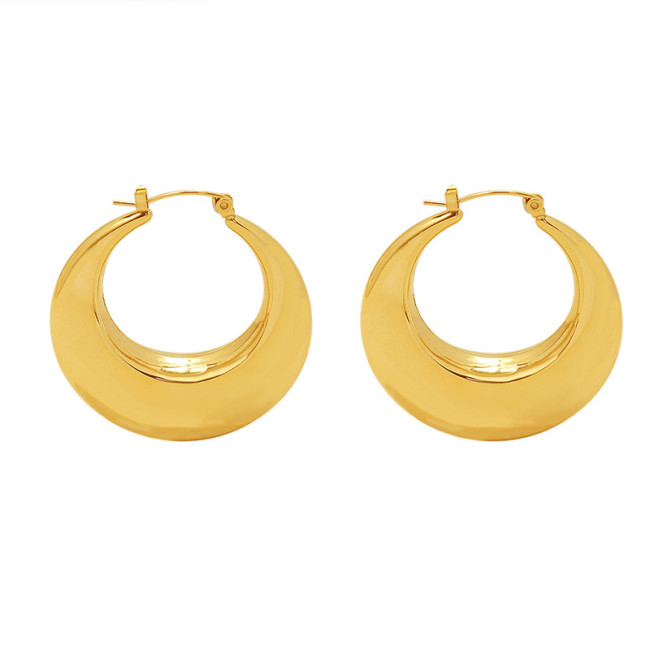 New Classic Copper Alloy Smooth Metal Hoop Earrings For Woman Fashion Korean Jewelry Temperament Girl's Daily Wear Earrings