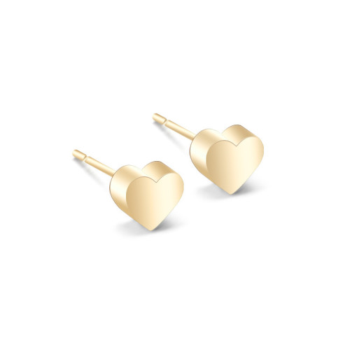 Simple and Sweet Gold Heart-Shaped Stainless Steel Stud Earrings For Woman Accessories For Korean Fashion Jewelry Wedding Girls