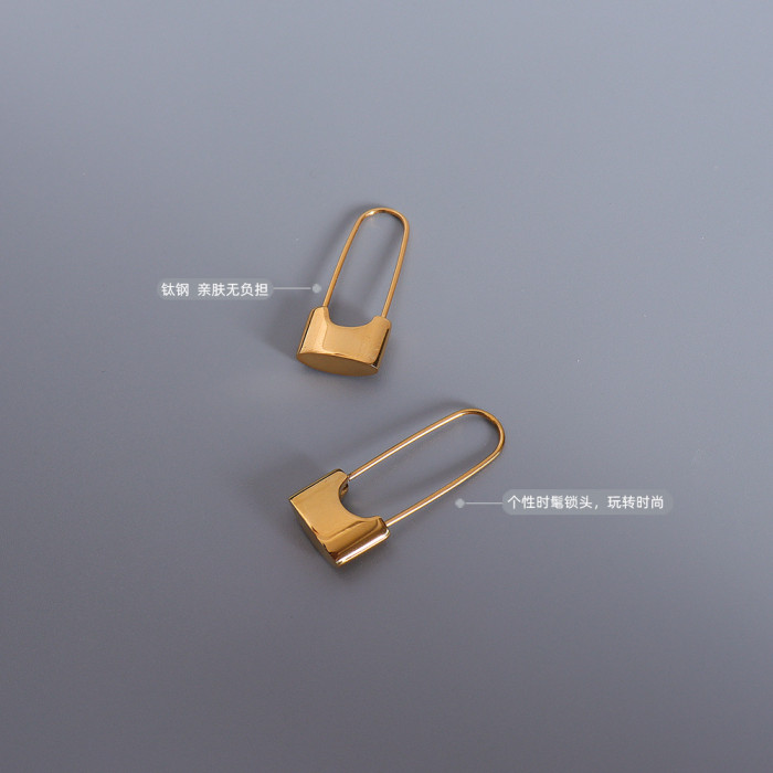 Unique Design Gold Lock Hoop Earrings for Women Small Safety Pin Earrings Hoops Minimal Jewelry  f234
