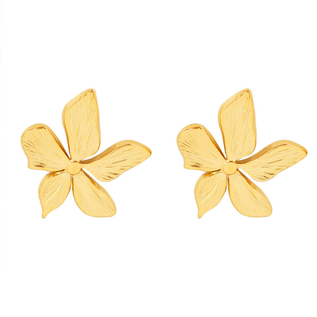 Trendy Metal Flower Stud Earrings Vintage Korean Fashion Charm Jewelry Hot Statement Earring for Women Gifts Wholesale