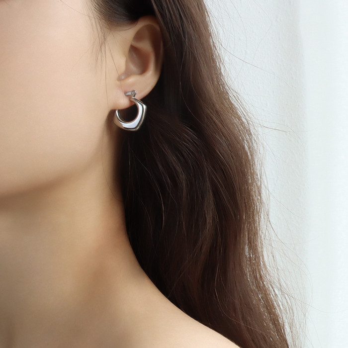 Square Mini Hoop Earring Women Open Geometric Minimalist Earrings for Her Gift