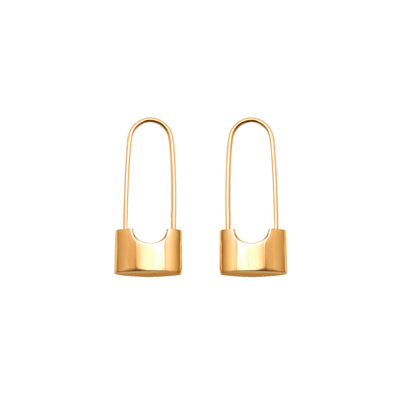 Unique Design Gold Lock Hoop Earrings for Women Small Safety Pin Earrings Hoops Minimal Jewelry  f234