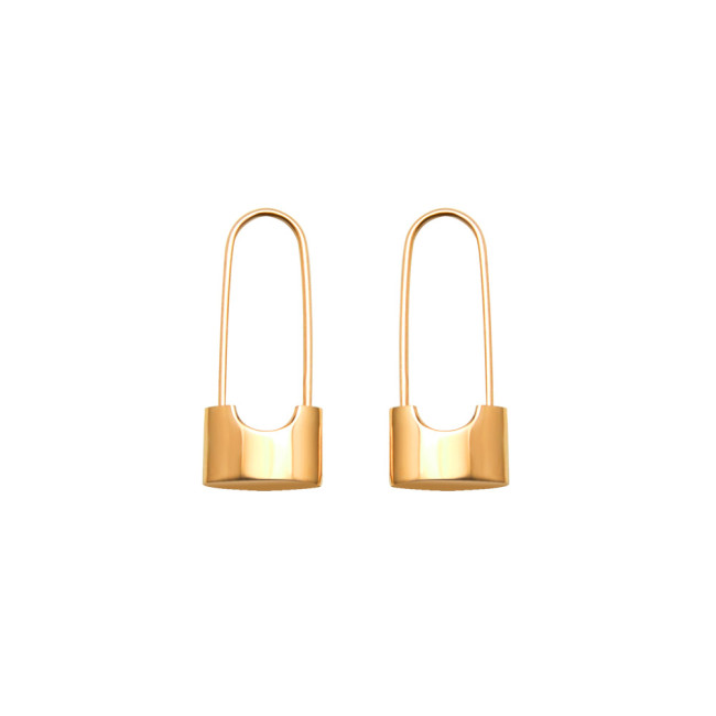 Unique Design Gold Lock Hoop Earrings for Women Small Safety Pin Earrings Hoops Minimal Jewelry  f234