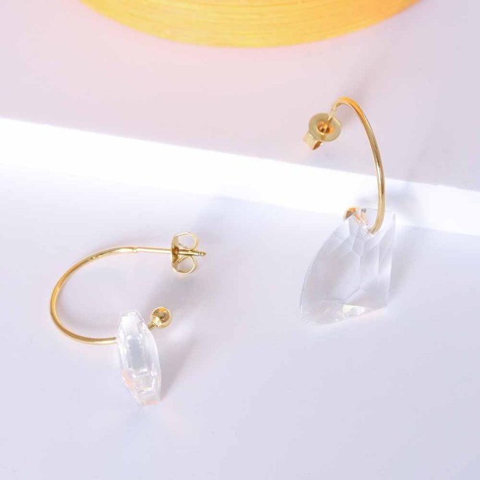 Clear Crystal Earrings Rose Gold White Zircon Hoop Earrings For Women Christmas Day Wedding Ear Jewelry