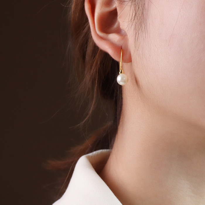 White Teardrop Simulation Pearl Earrings Dangle For Women Baroque Palace Style Jewelry Long Temperament Hook Simple Earrings