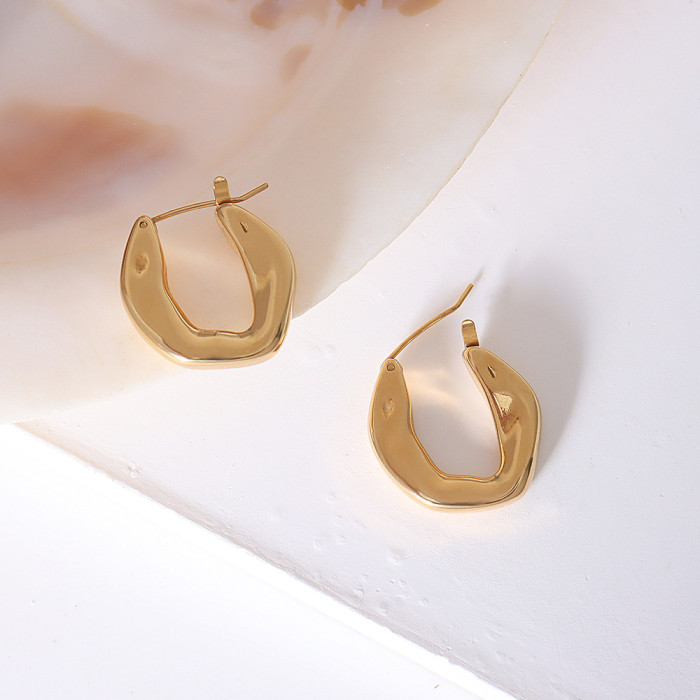 Irregular Geometric U Hoop Earrings Gold Silver Color Copper Metal Earrings for Women Minimalist Earrings Jewelry