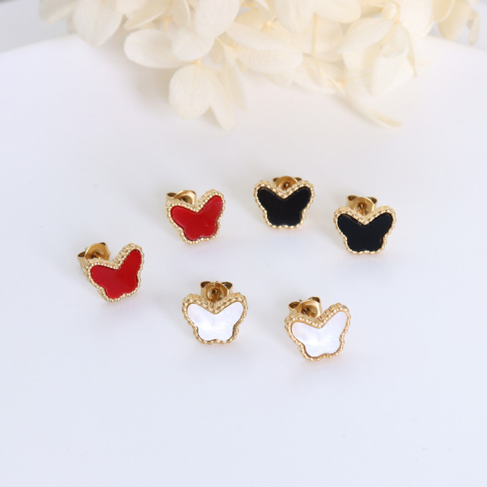 Hot Selling Fashion Jewelry Earrings Heart Exquisite Black Smart  Acrylic Butterfly Female Elegant Stud Earrings