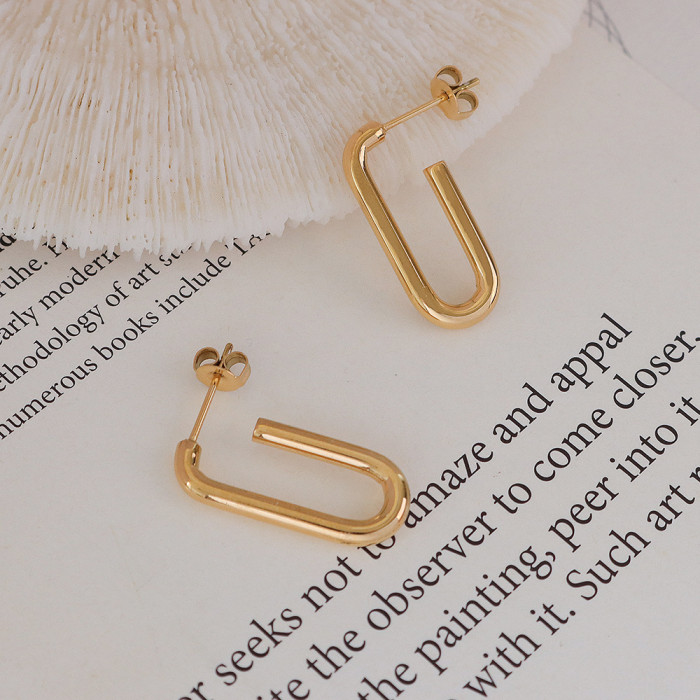 Fashion U Shape Lightning Circle Hollow Hoop Earrings for Women Punk Gold Plated Geometric Twisted Earrings Piercing Jewelry
