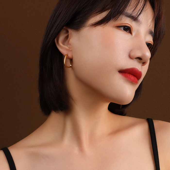 Jewelry Fashion Square Geometric Hoop Earrings Charm Metal Women Earrings