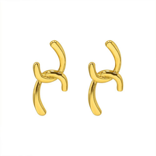 Fashion Gold Color Double Cross Stud Earring Vintage Simple Metal Knot Earring For Women Girls Jewelry Accessories